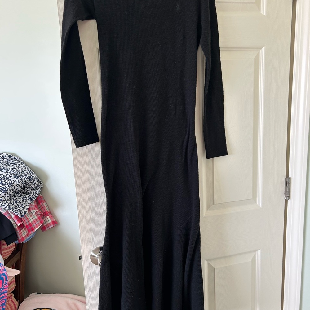 Polo Ralph Lauren Black Long Sleeve midi flare dress